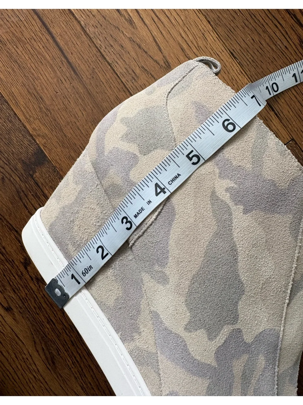 Linea Paolo Beige Gray Camouflage Suede Wedge Booties Size 13